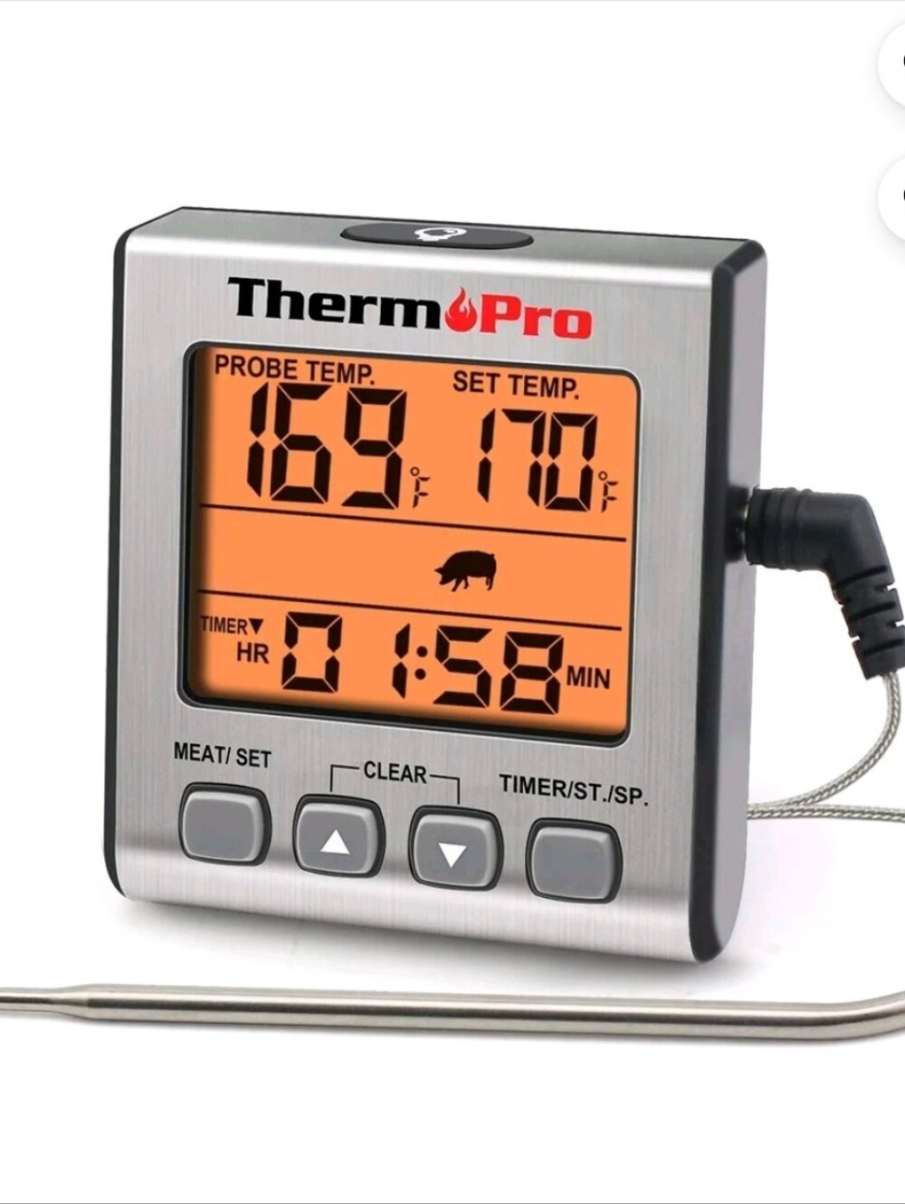 THERMPRO TP16S Digital Meat Thermometer Probe Backlit LCD Preset Grill BBQ